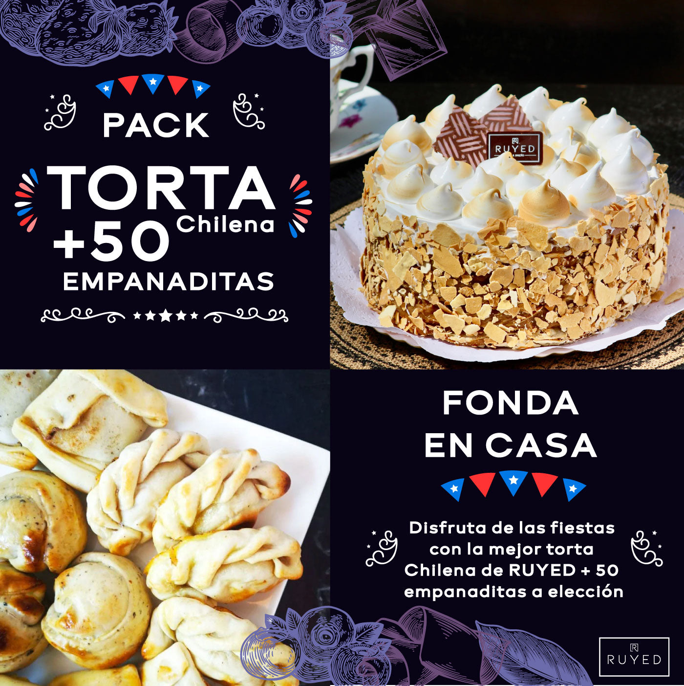 TORTA CHILENA + 50 EMPANADITAS